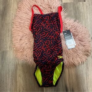 Speedo One Piece Swimsuit Red Blue Size 22 NWT